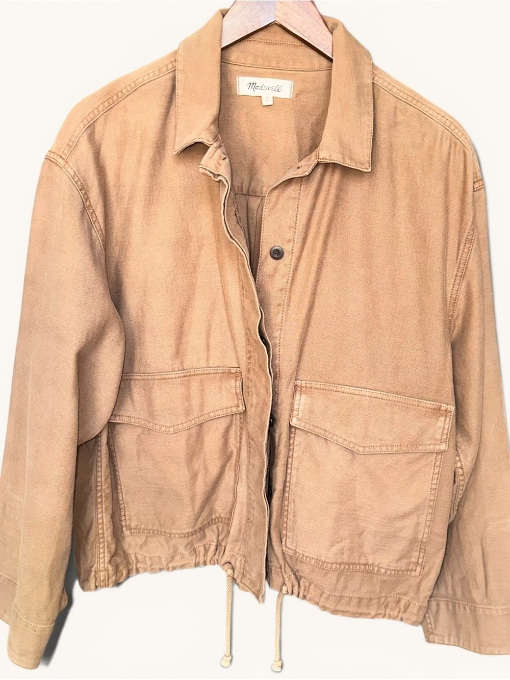 Madewell Tan Utility Jacket with Drawstring Hem